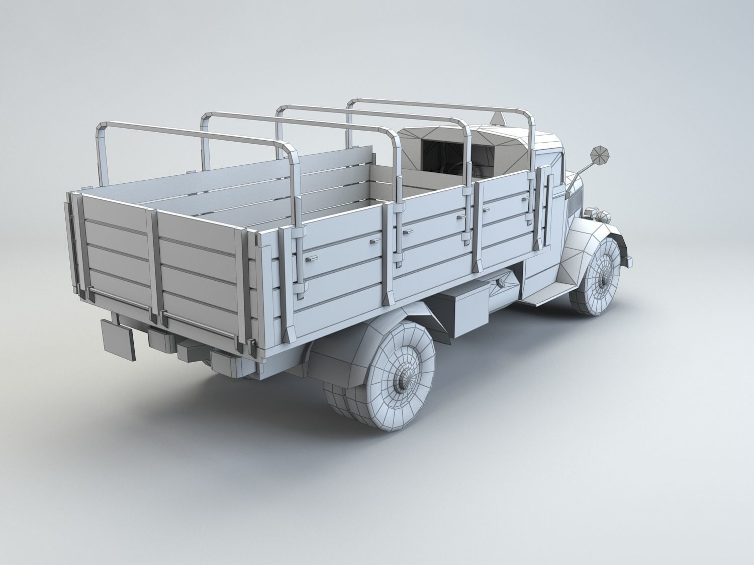 Low Poly Opel Blitz Truck Low-poly 3D model_11