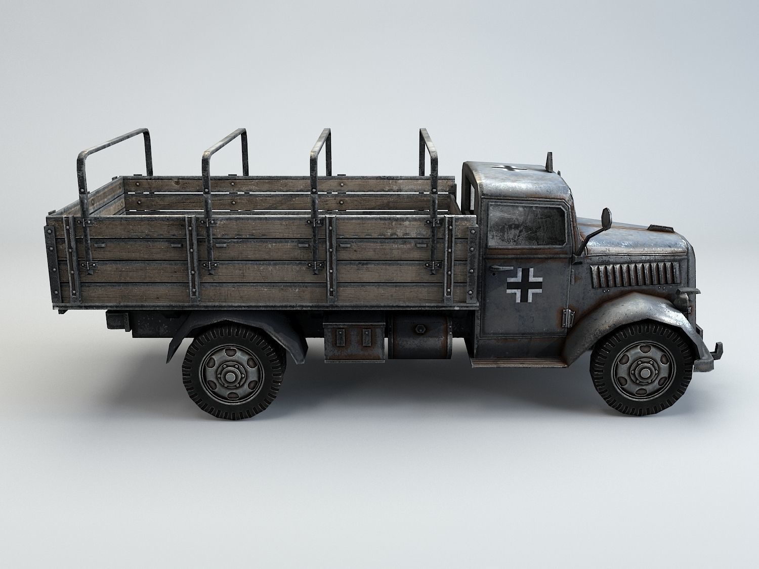 Low Poly Opel Blitz Truck Low-poly 3D model_12