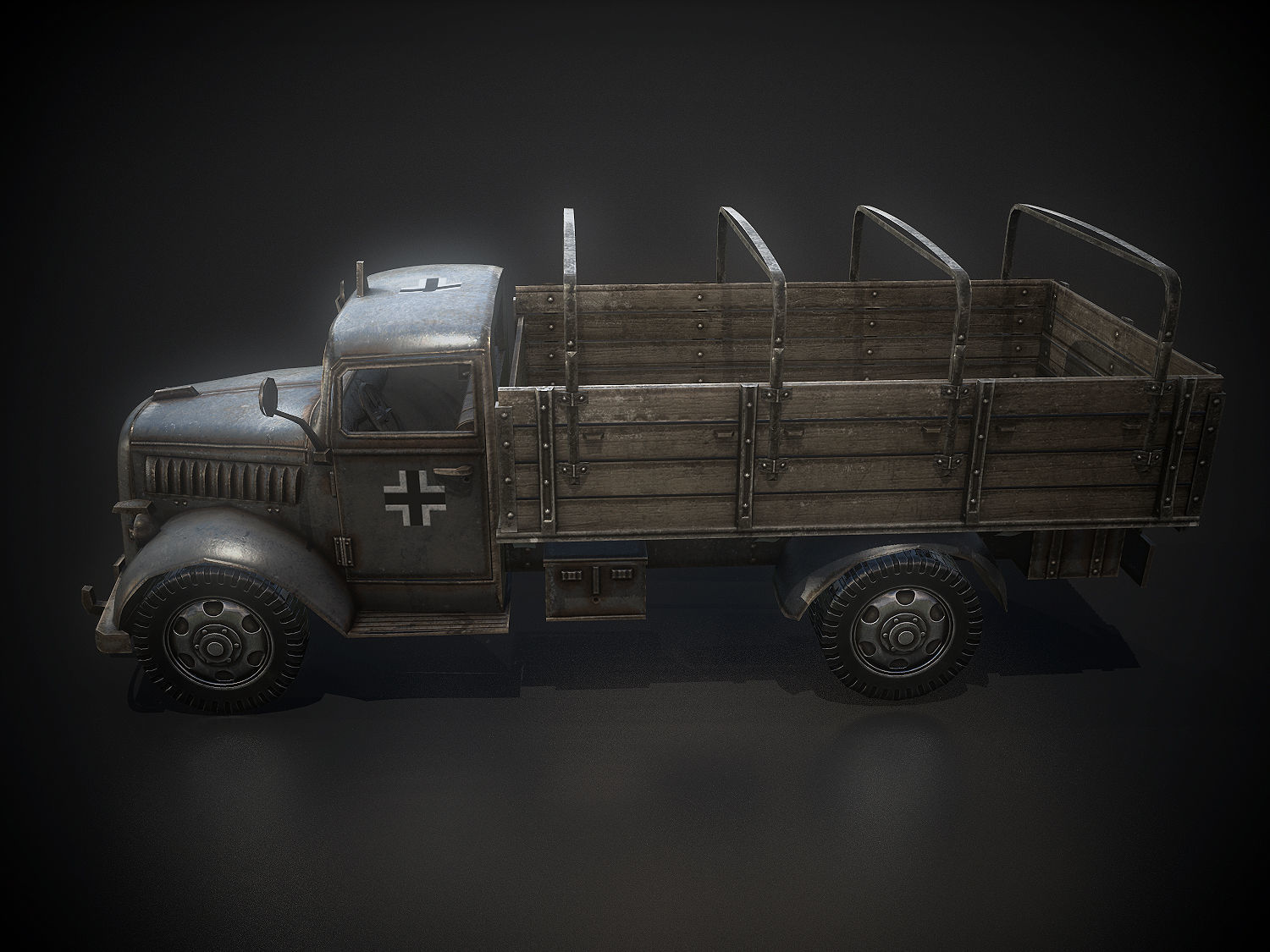Low Poly Opel Blitz Truck Low-poly 3D model_1