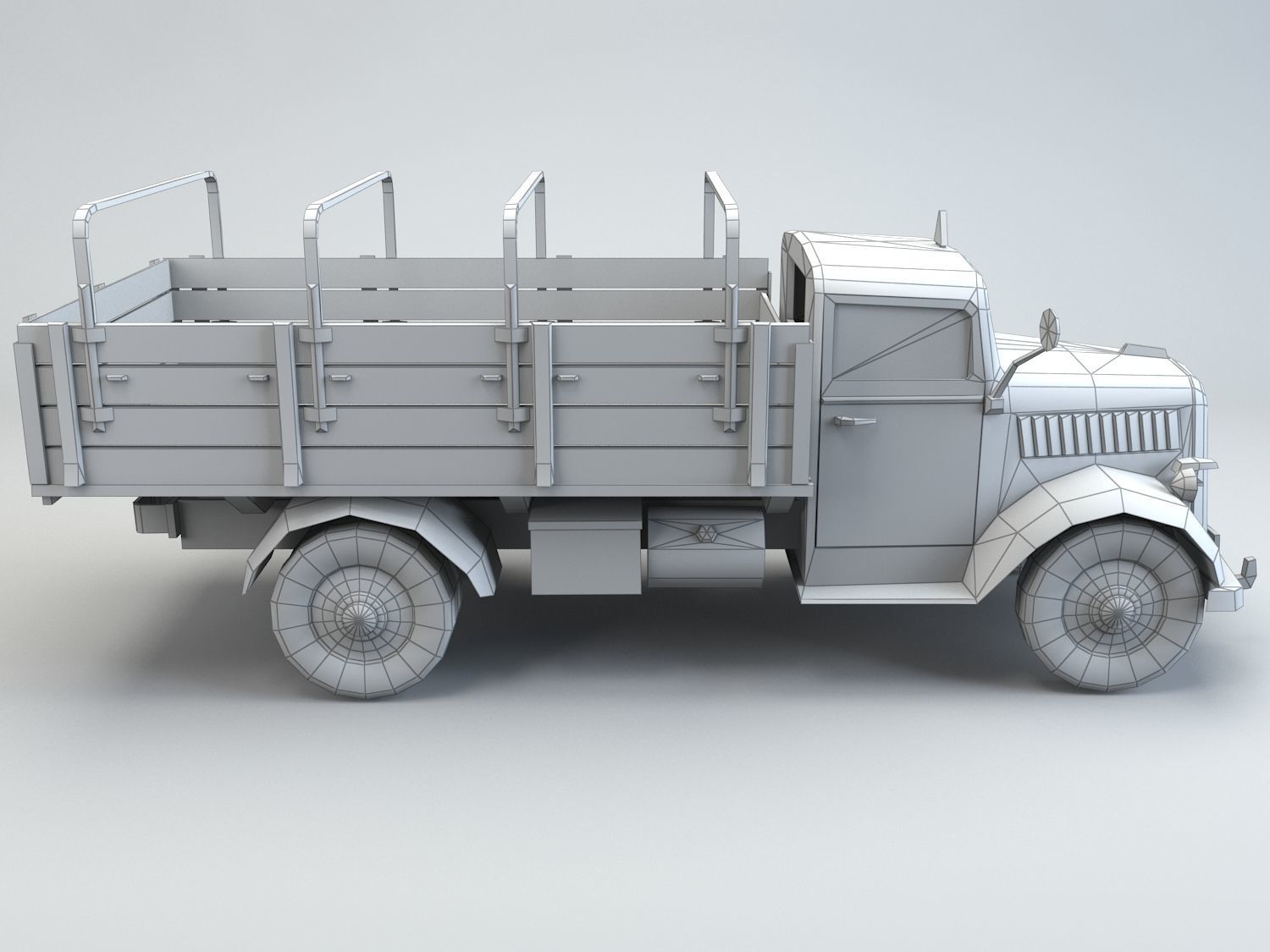 Low Poly Opel Blitz Truck Low-poly 3D model_9
