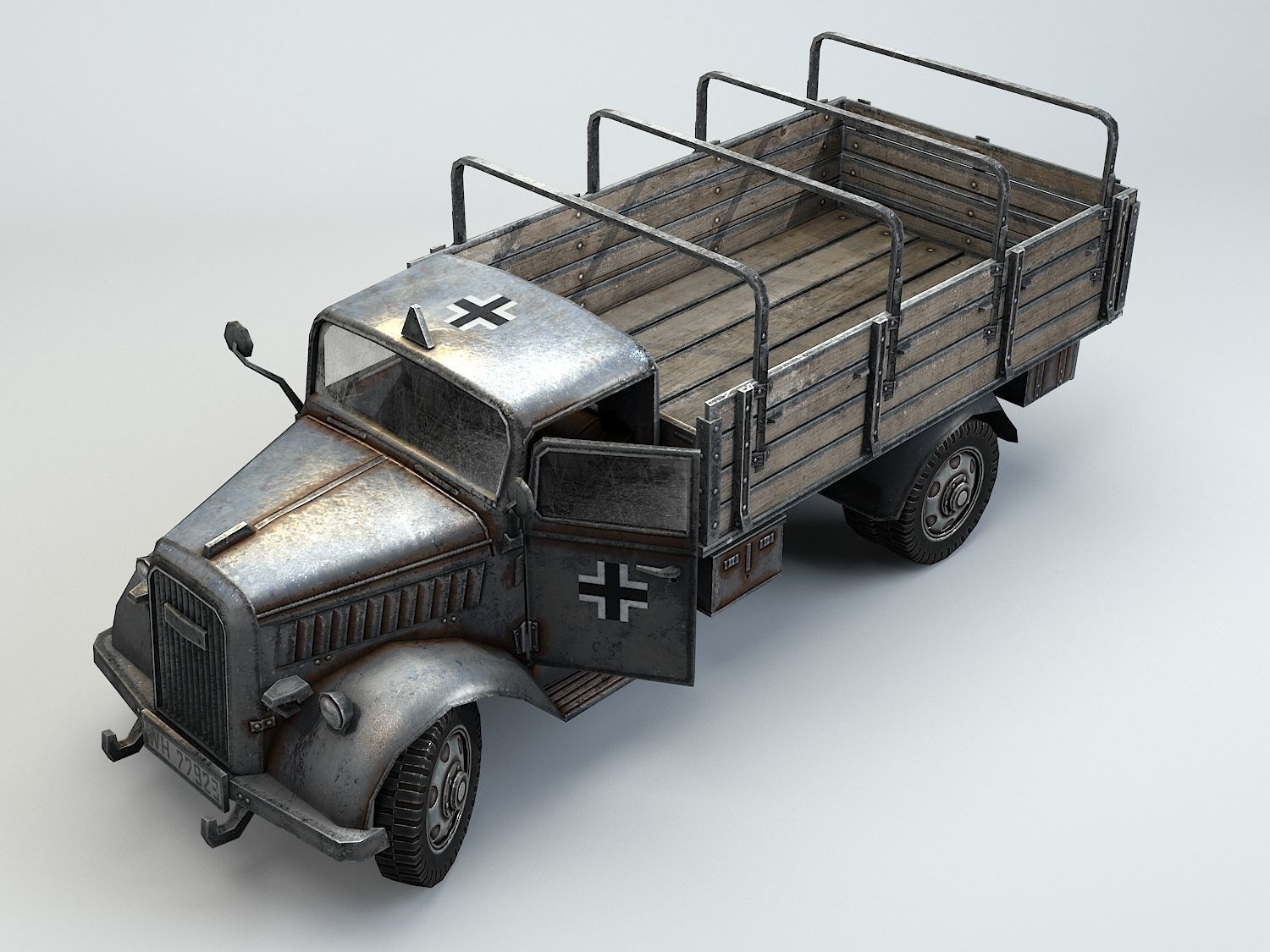 Low Poly Opel Blitz Truck Low-poly 3D model_14