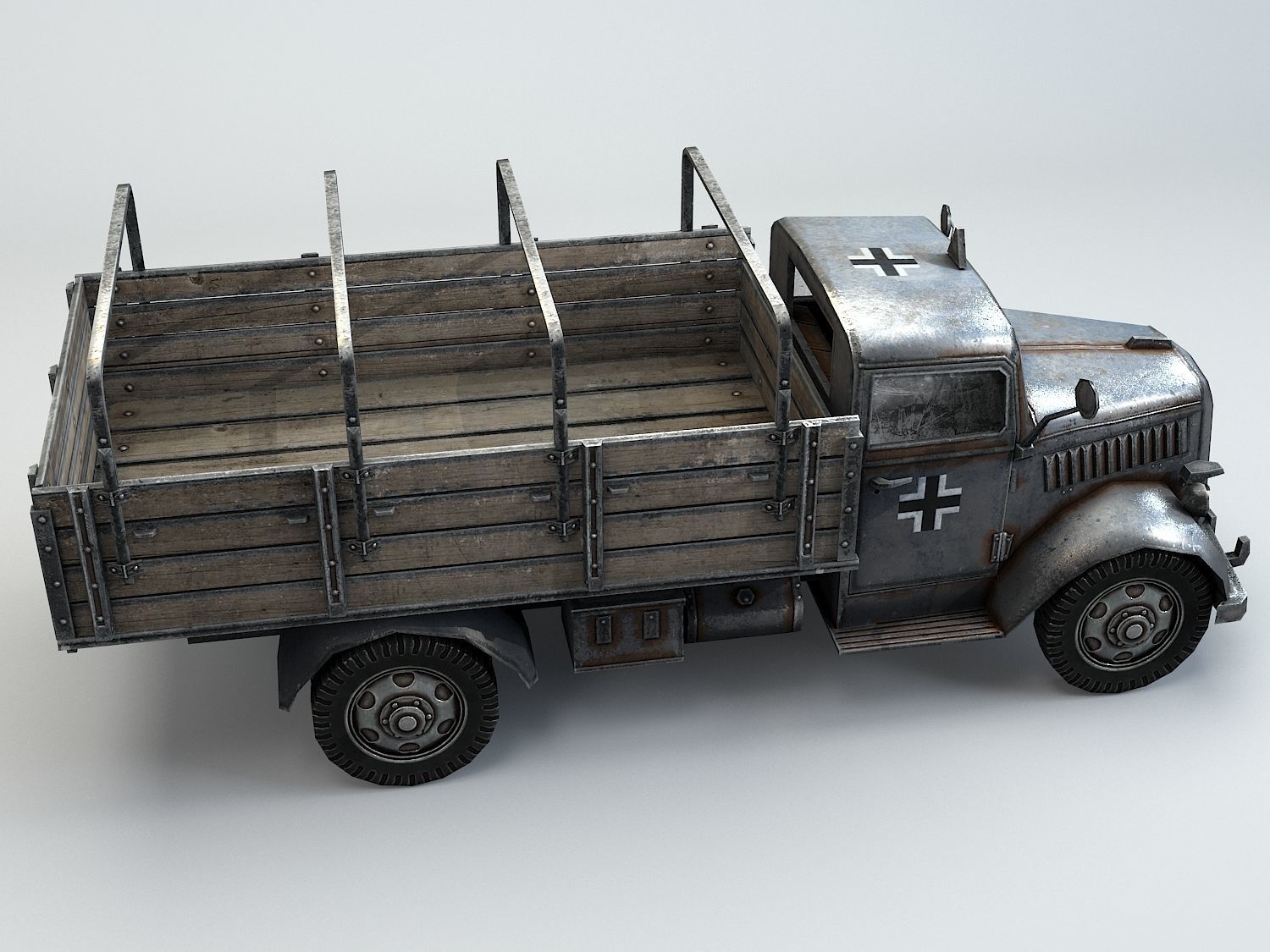 Low Poly Opel Blitz Truck Low-poly 3D model_15