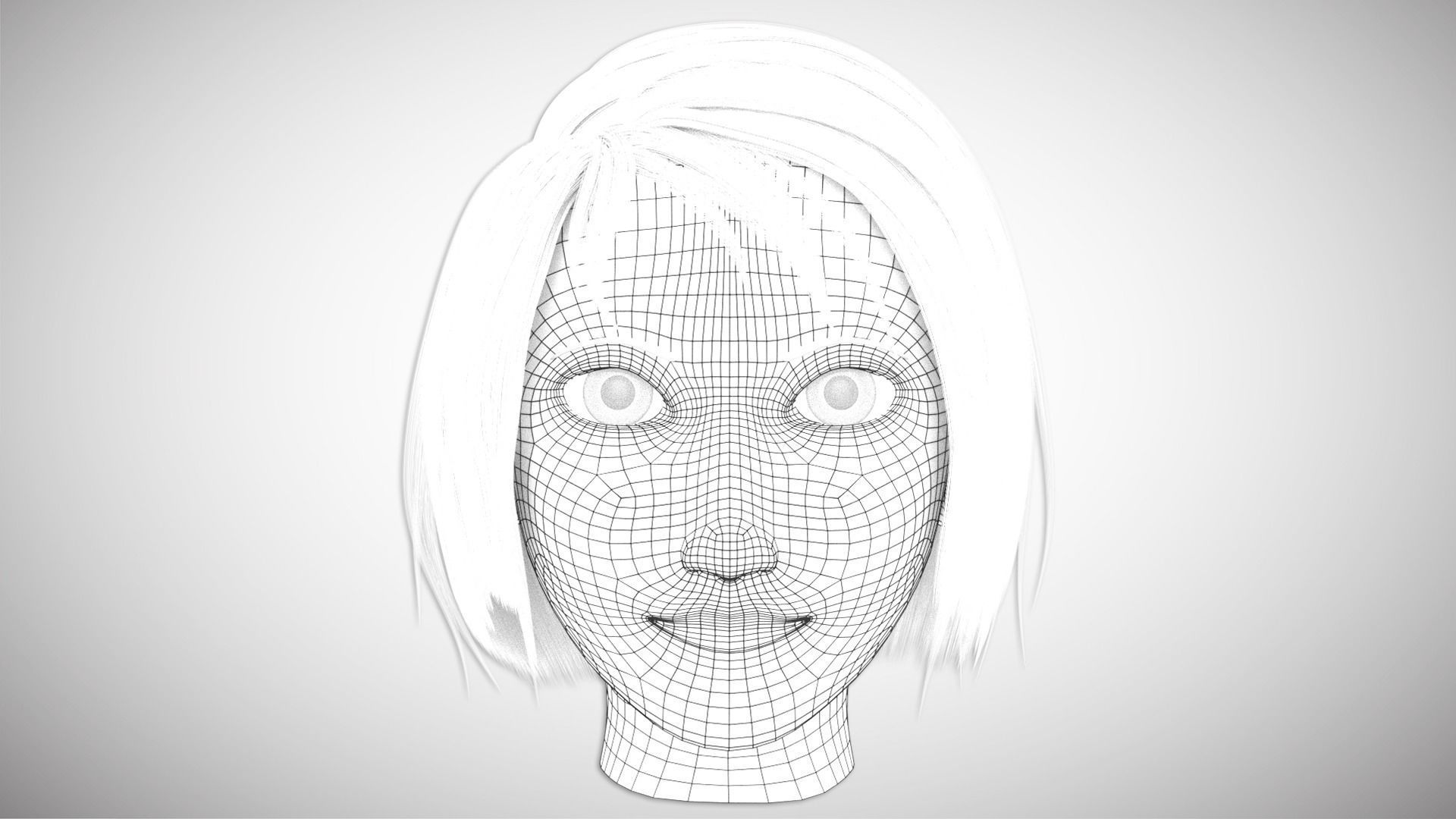 Character Head with Hair Free 3D model_1