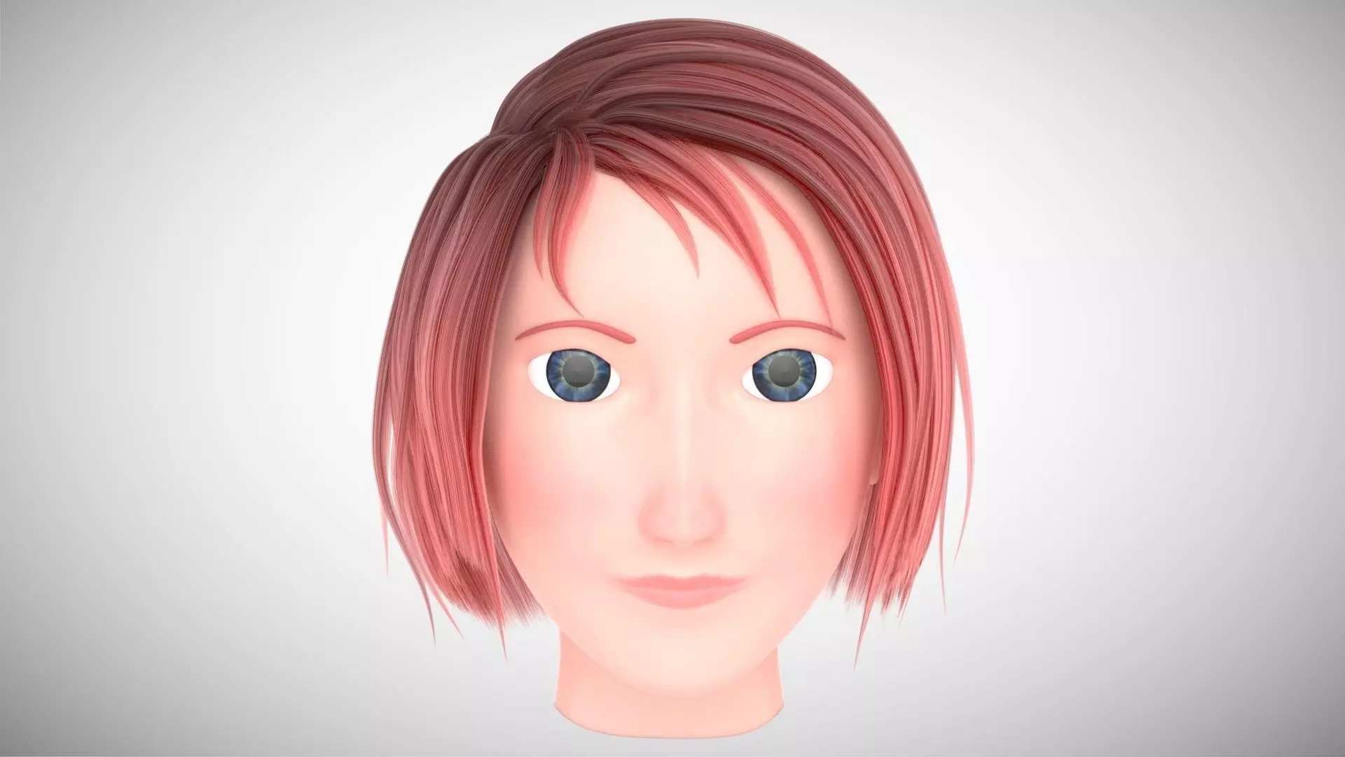 Character Head with Hair Free 3D model_0