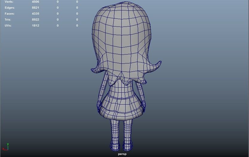 Little girl Low-poly 3D model_8