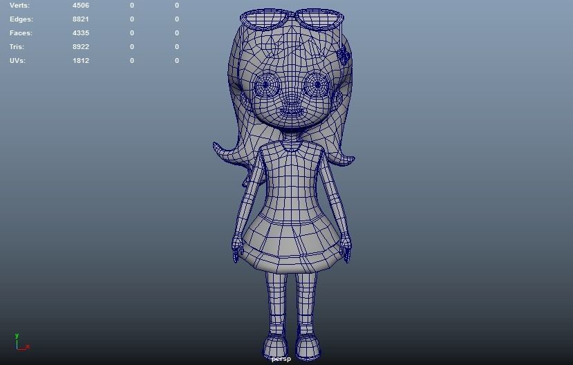 Little girl Low-poly 3D model_9