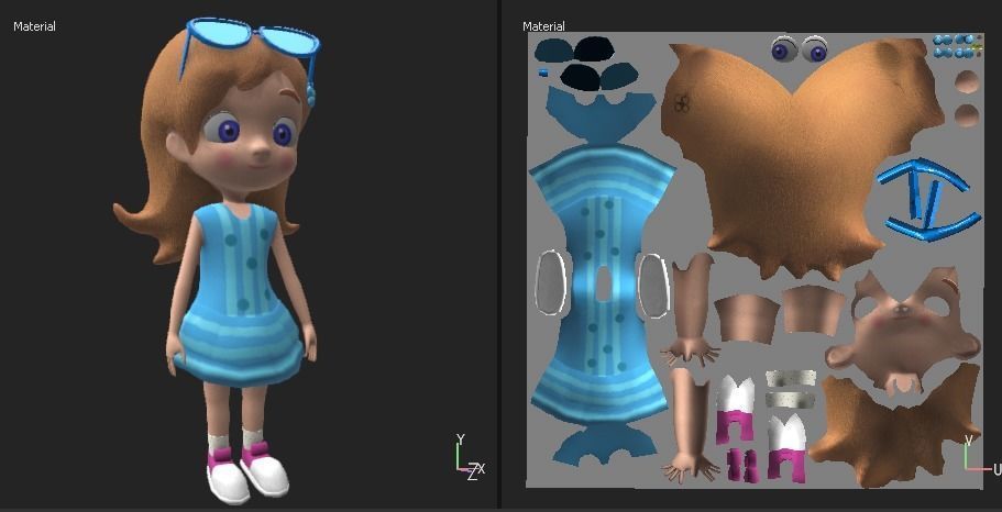 Little girl Low-poly 3D model_16