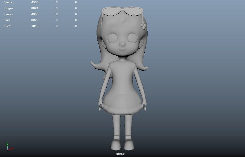 Little girl Low-poly 3D model_3