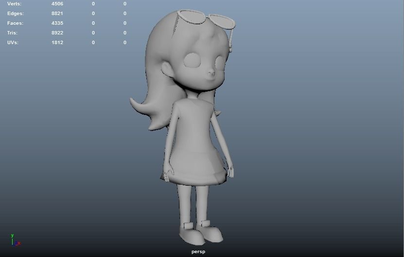 Little girl Low-poly 3D model_5