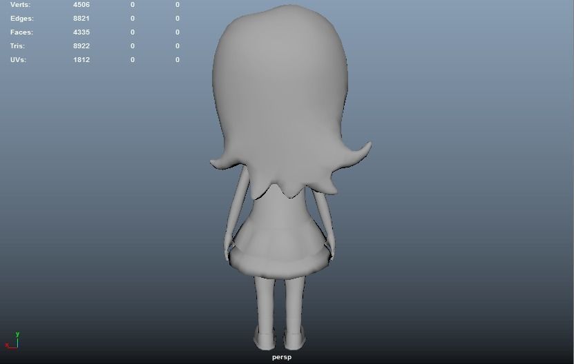 Little girl Low-poly 3D model_4