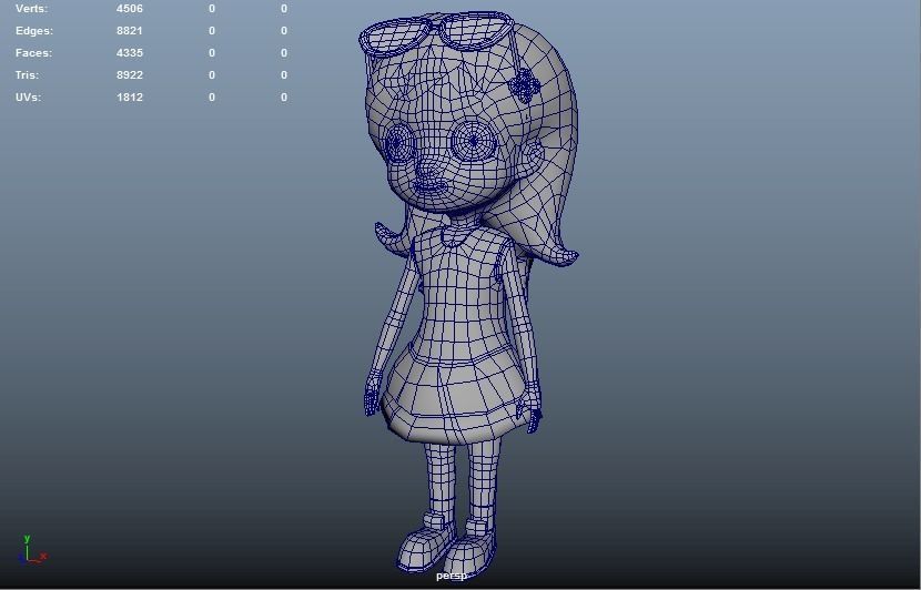 Little girl Low-poly 3D model_7