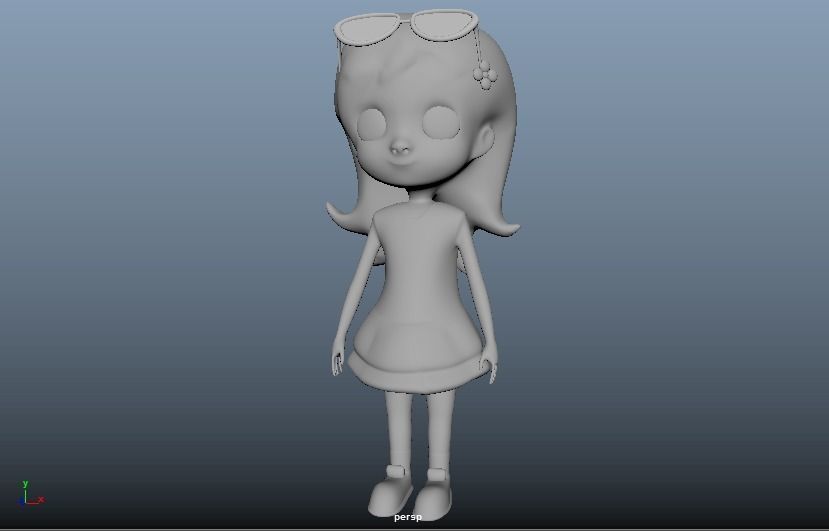 Little girl Low-poly 3D model_6