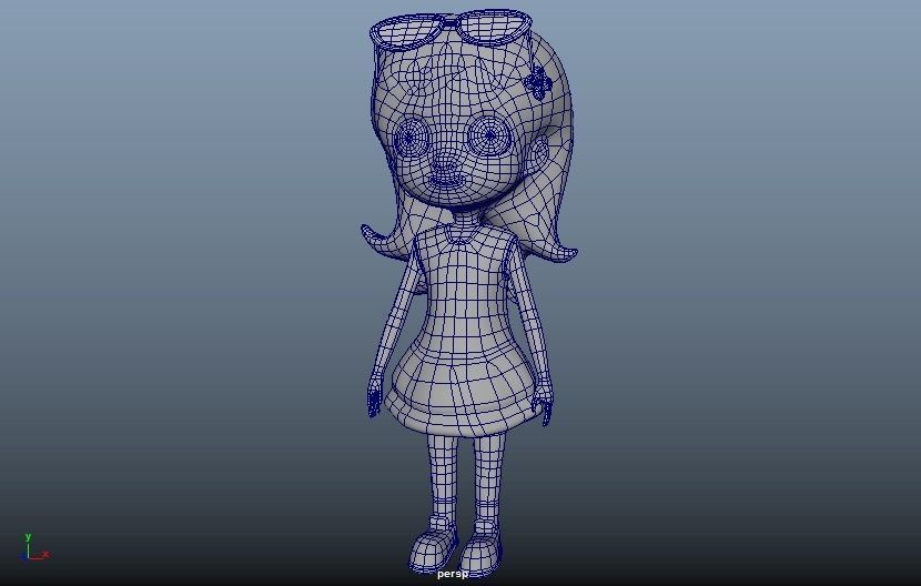 Little girl Low-poly 3D model_10