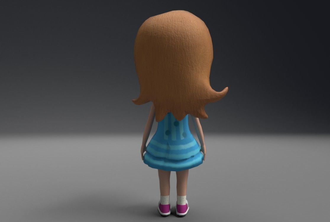 Little girl Low-poly 3D model_2