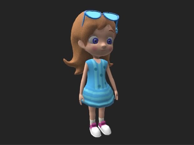 Little girl Low-poly 3D model_13