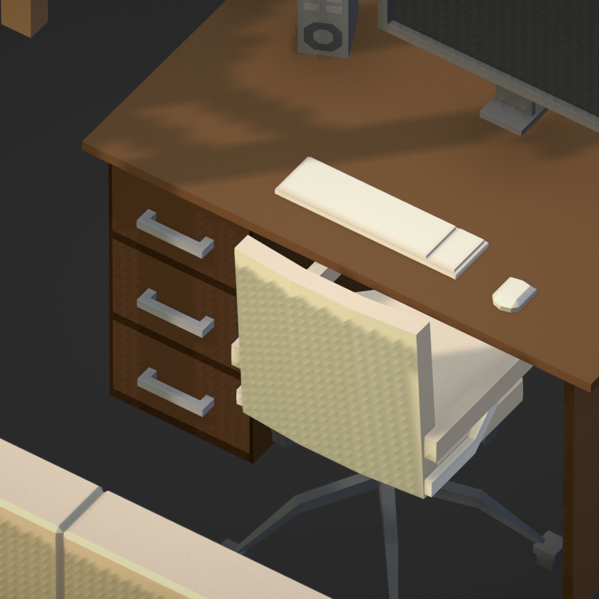 100 object Isometric Home Office Furniture Fitness Pack Low-poly 3D model_18