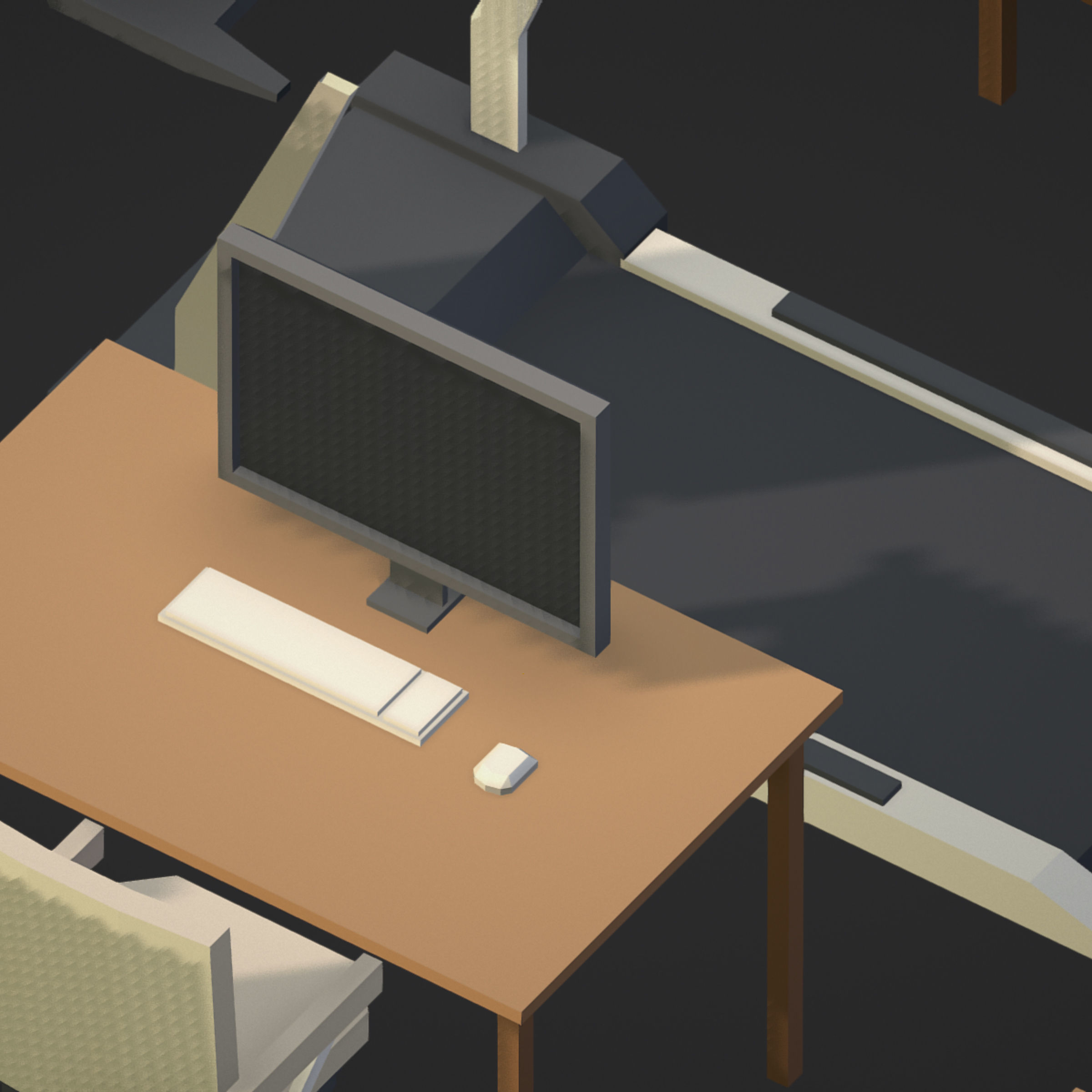 100 object Isometric Home Office Furniture Fitness Pack Low-poly 3D model_20