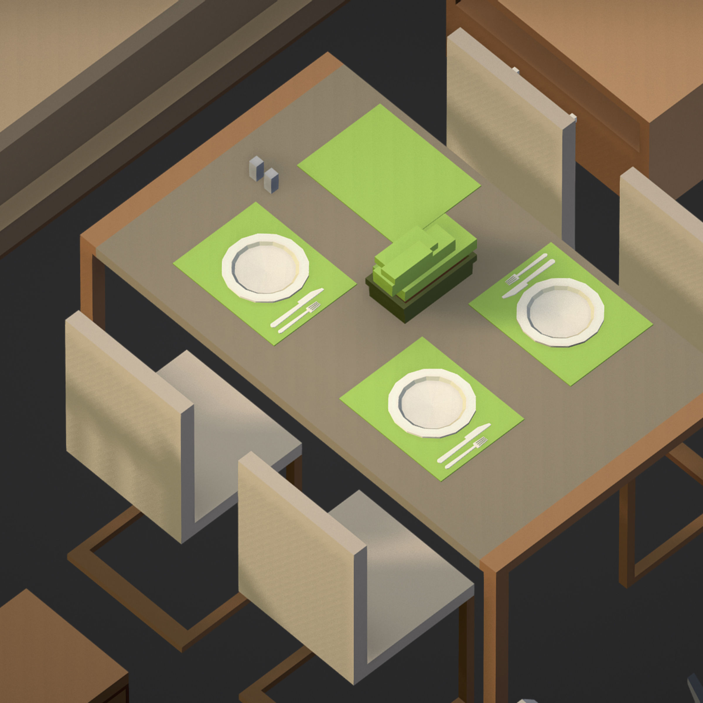 100 object Isometric Home Office Furniture Fitness Pack Low-poly 3D model_15