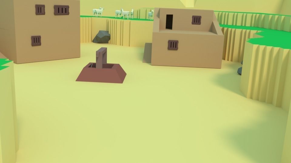 Low Poly Desert Canyon with Low Poly Goats Low-poly 3D model_1