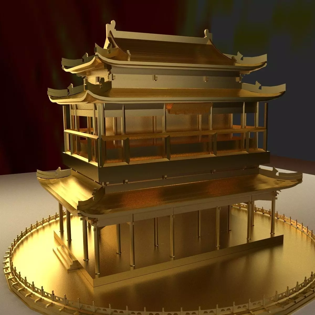 Chinese ancient house 3D model_0