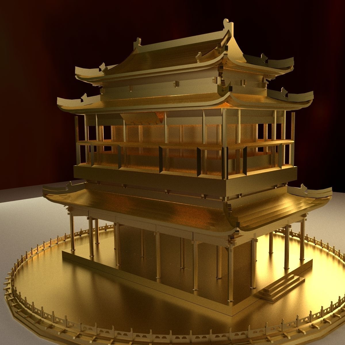Chinese ancient house 3D model_1