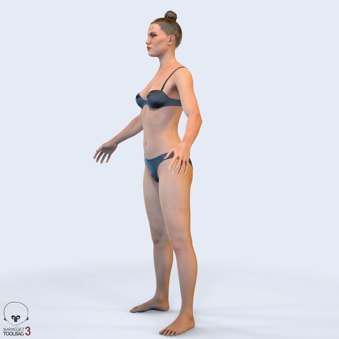 Average Female Body Low-poly 3D model_4