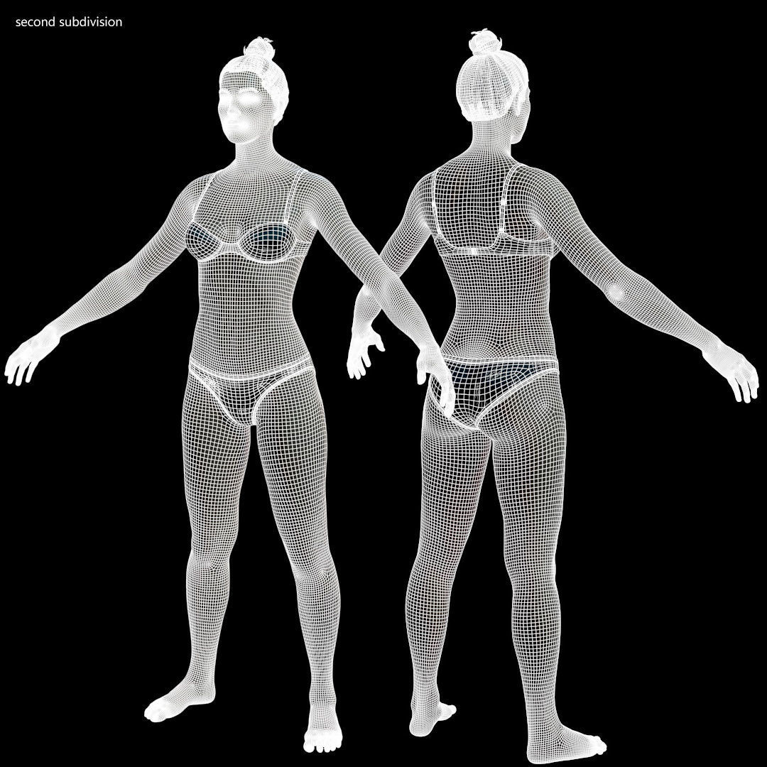 Average Female Body Low-poly 3D model_39