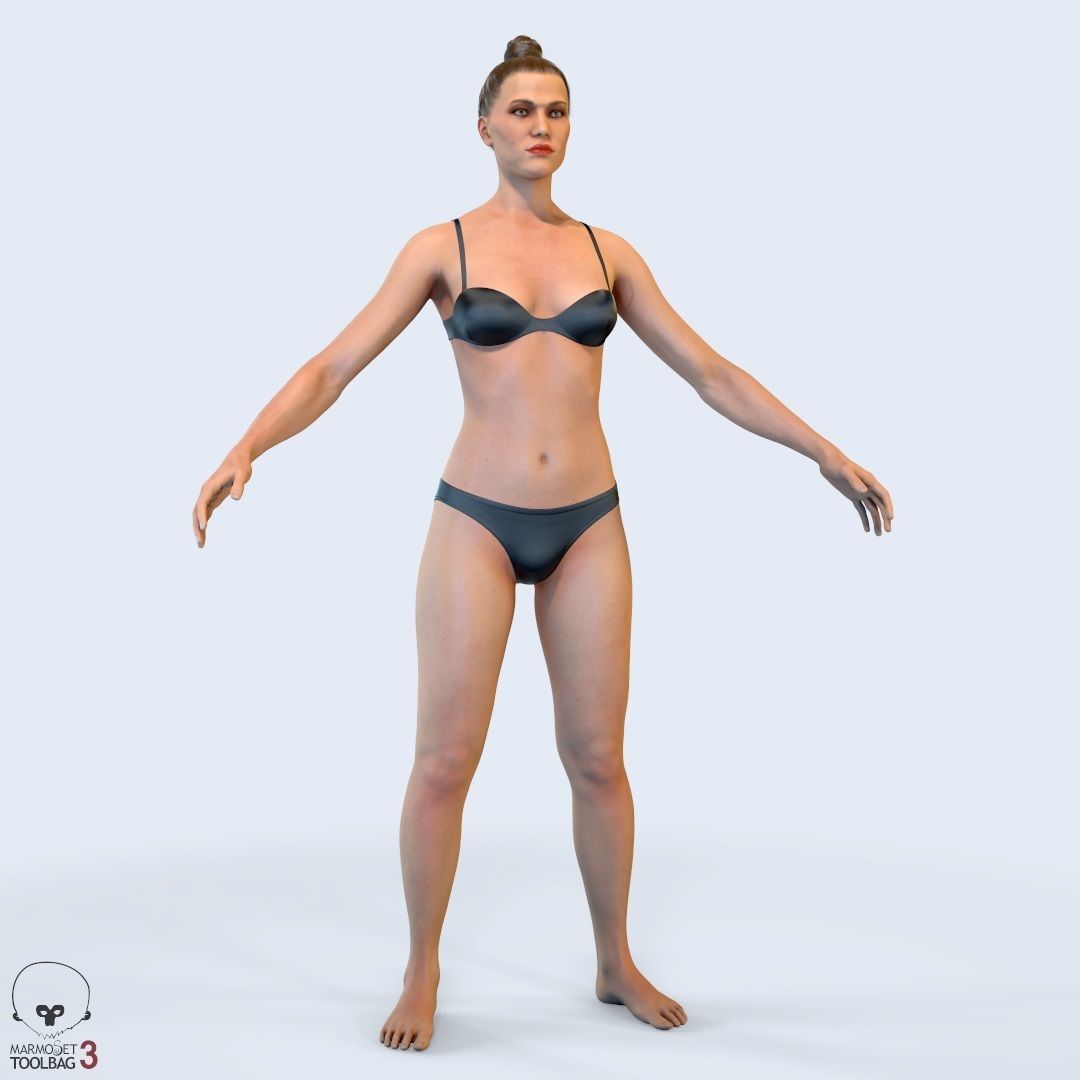 Average Female Body Low-poly 3D model_2