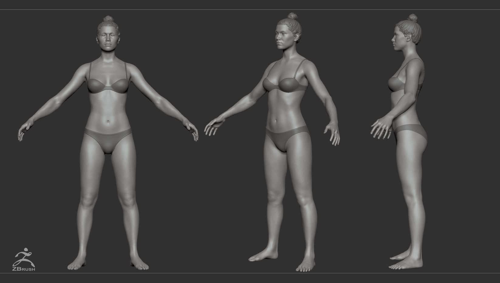 Average Female Body Low-poly 3D model_44