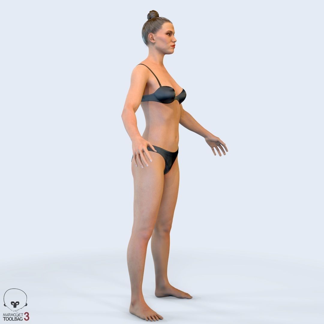 Average Female Body Low-poly 3D model_8