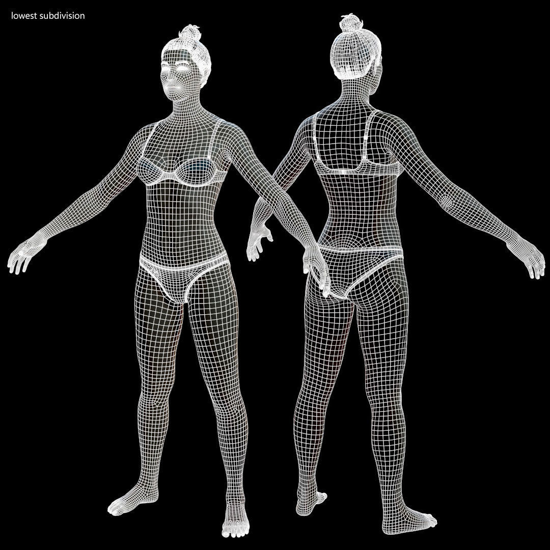 Average Female Body Low-poly 3D model_37