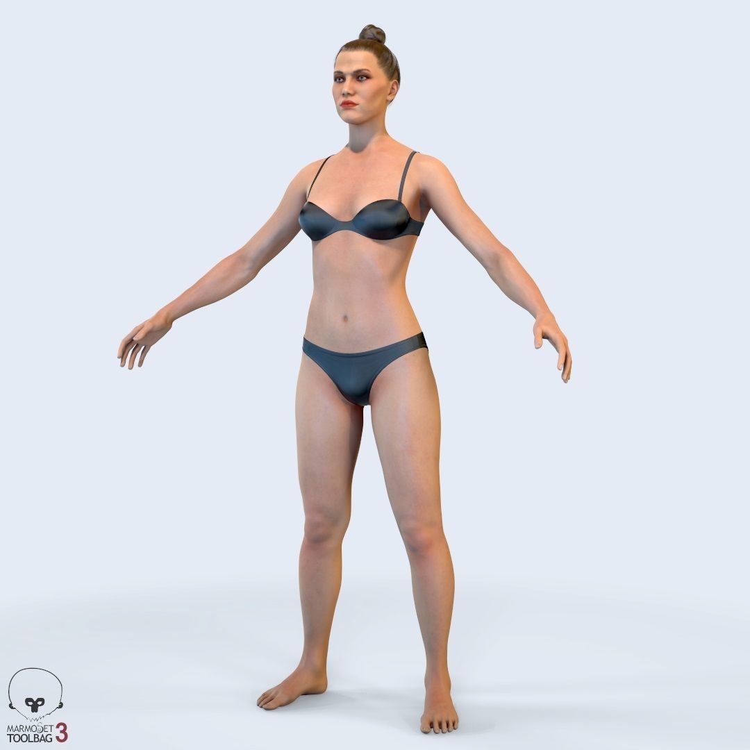 Average Female Body Low-poly 3D model_3