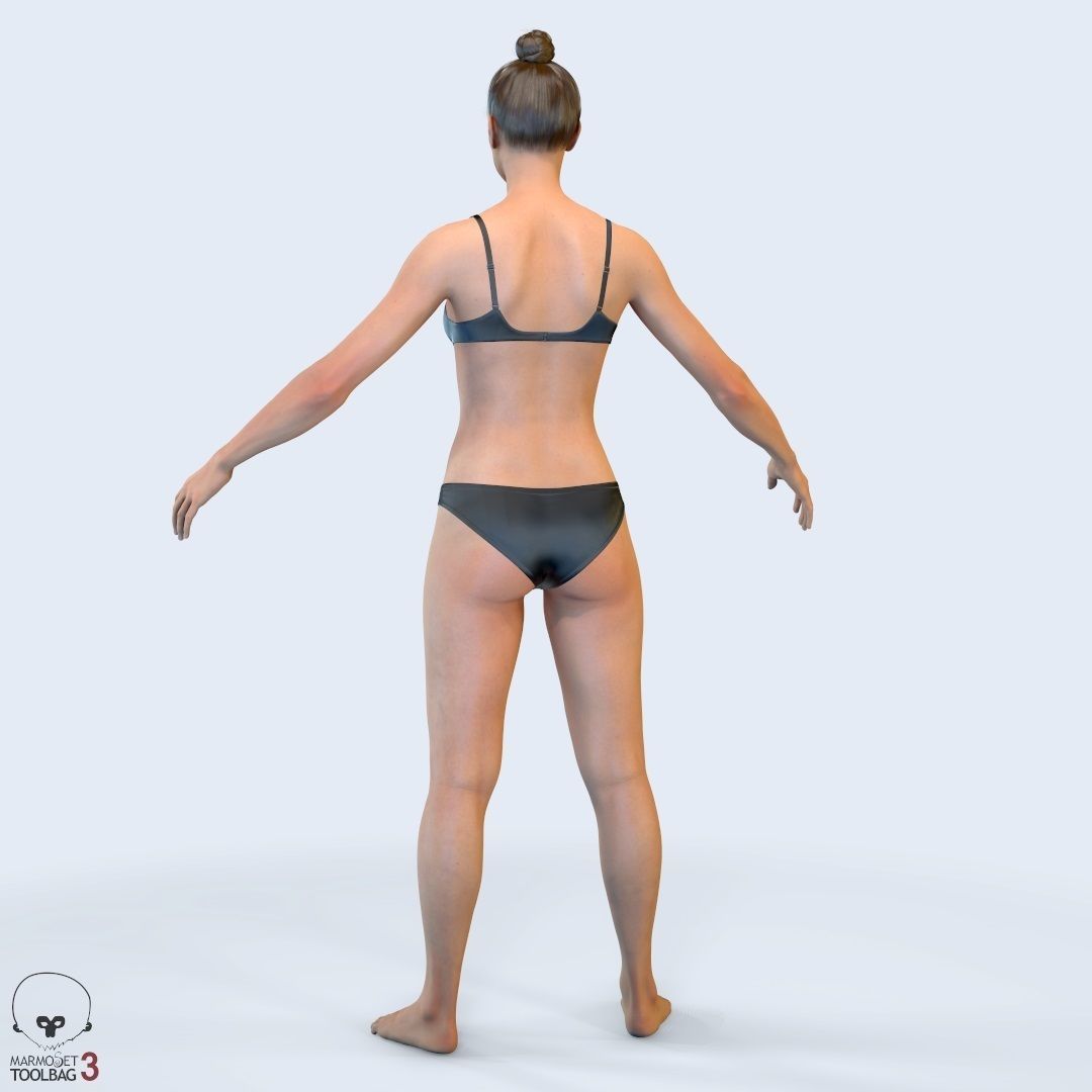 Average Female Body Low-poly 3D model_7