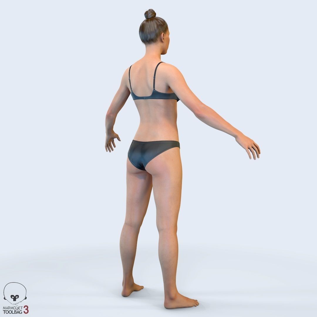 Average Female Body Low-poly 3D model_6