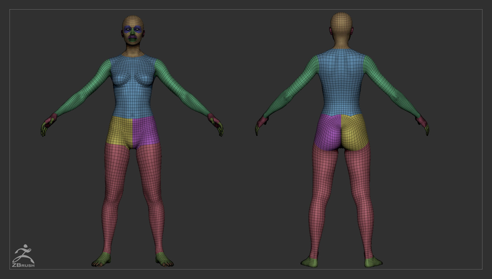 Average Female Body Low-poly 3D model_55