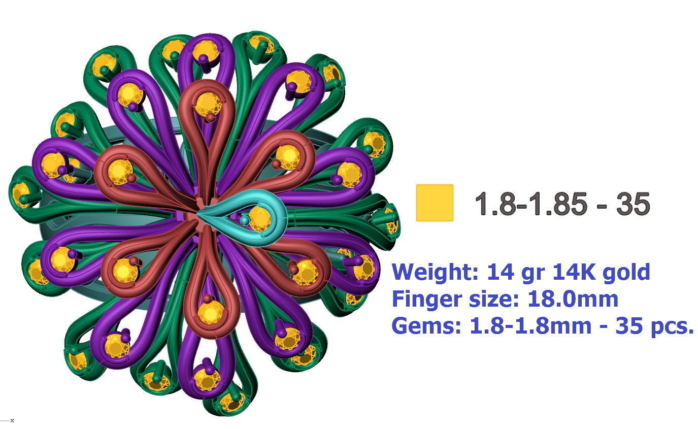 Fashion Diamond  ring  3D print model_4