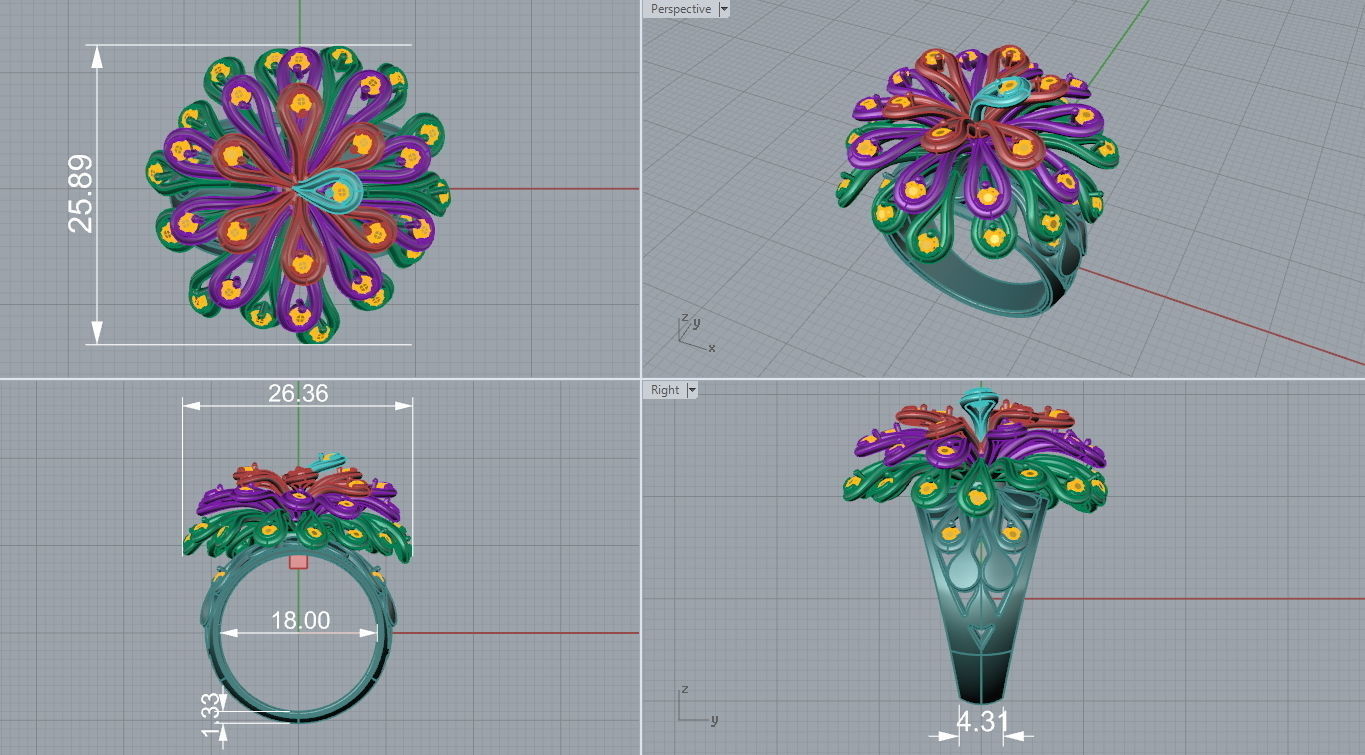 Fashion Diamond  ring  3D print model_2