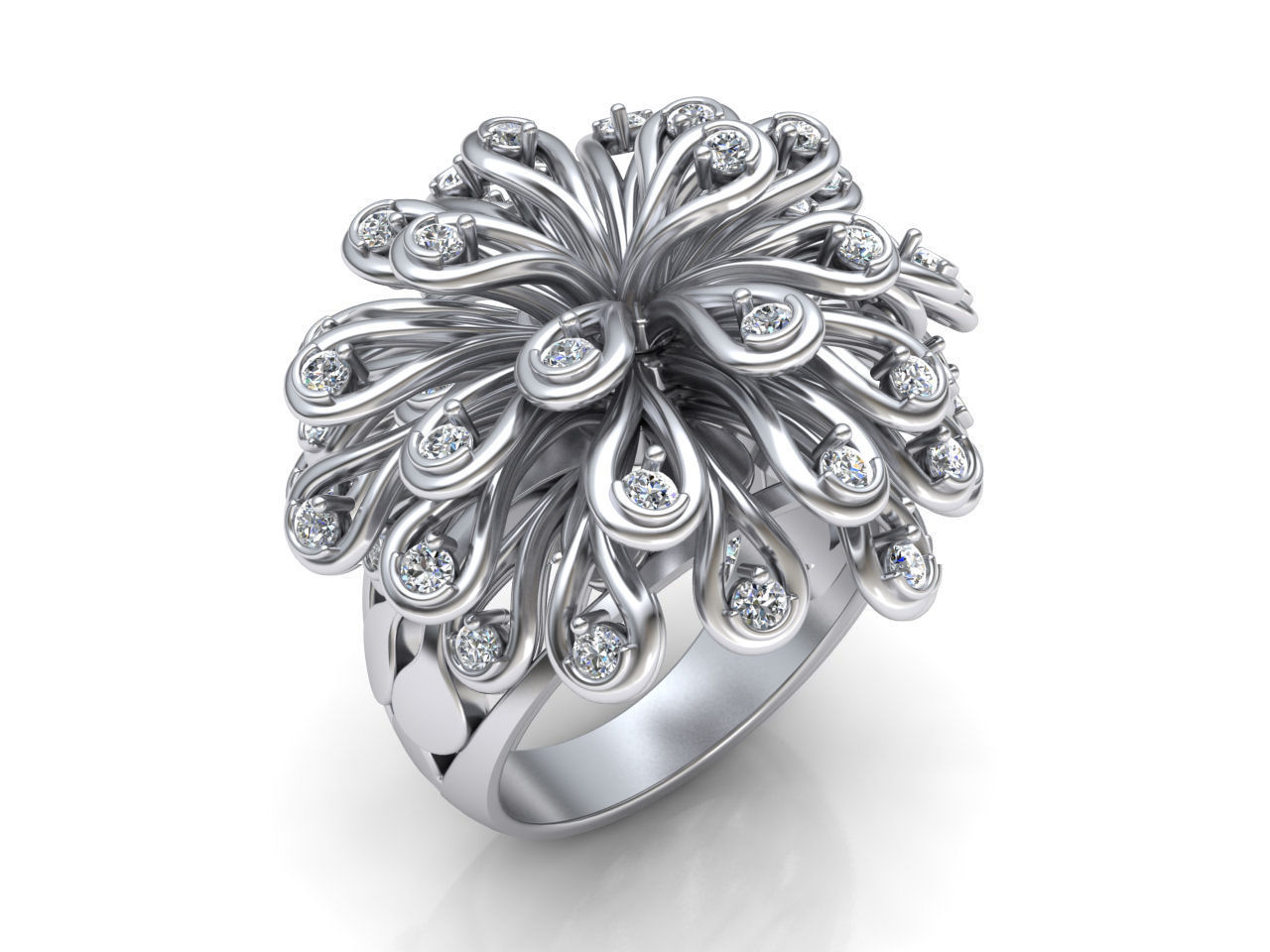 Fashion Diamond  ring  3D print model_1