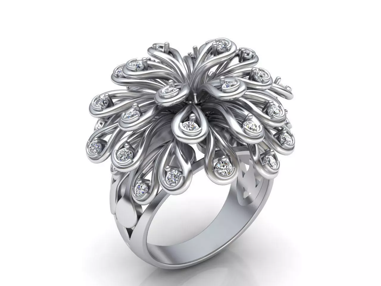 Fashion Diamond  ring  3D print model_0