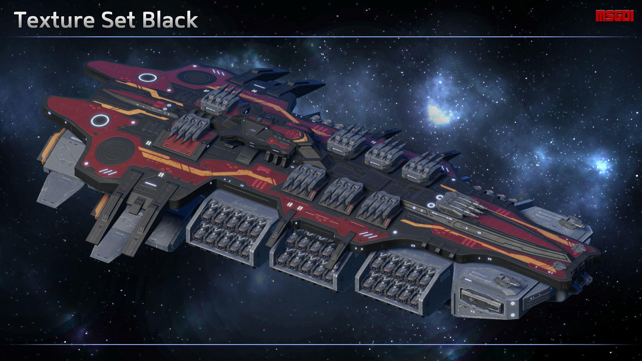 Spaceship Battleship Valkyrie Low-poly 3D model_7