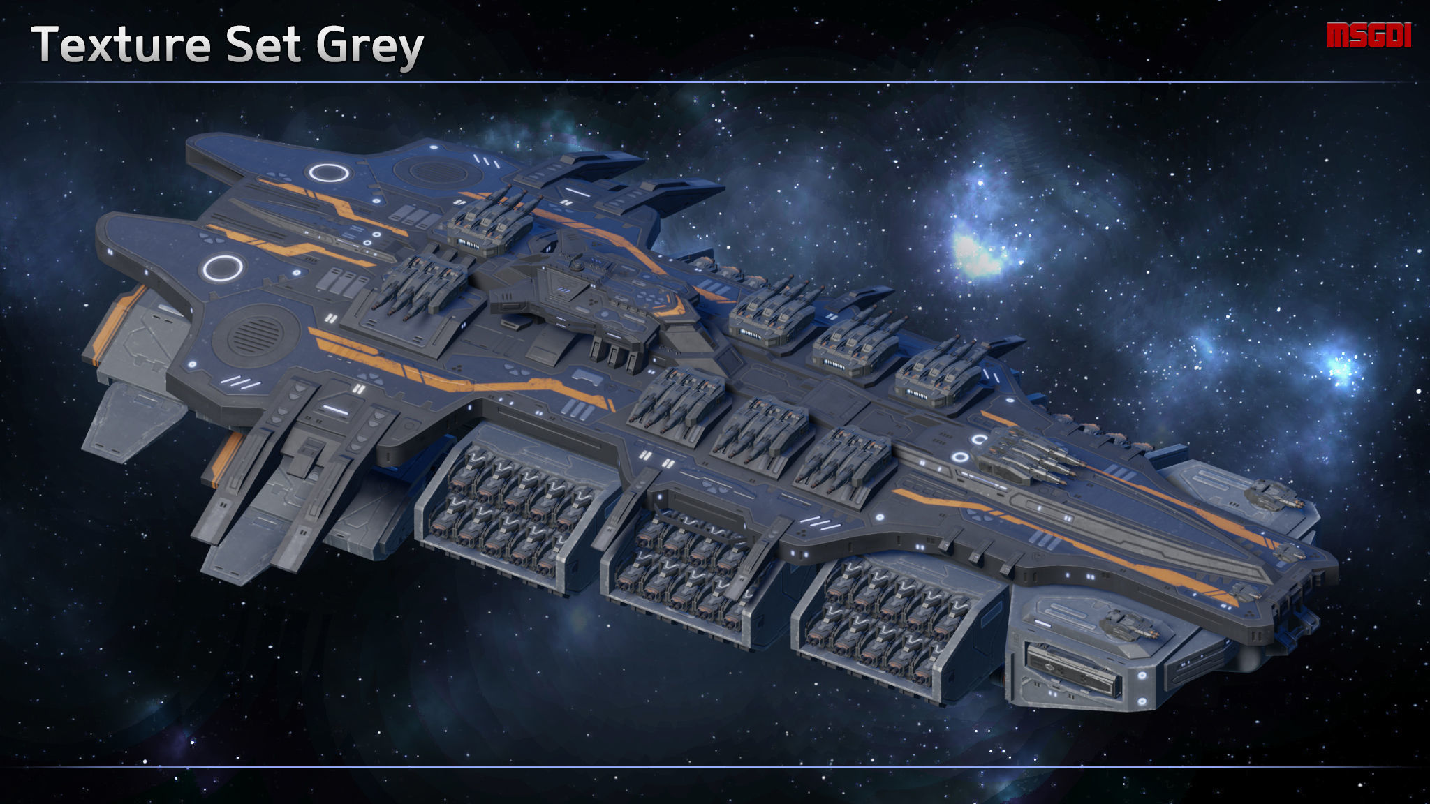 Spaceship Battleship Valkyrie Low-poly 3D model_9