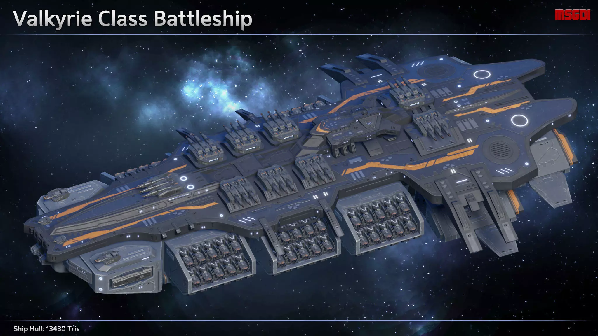 Spaceship Battleship Valkyrie Low-poly 3D model_0