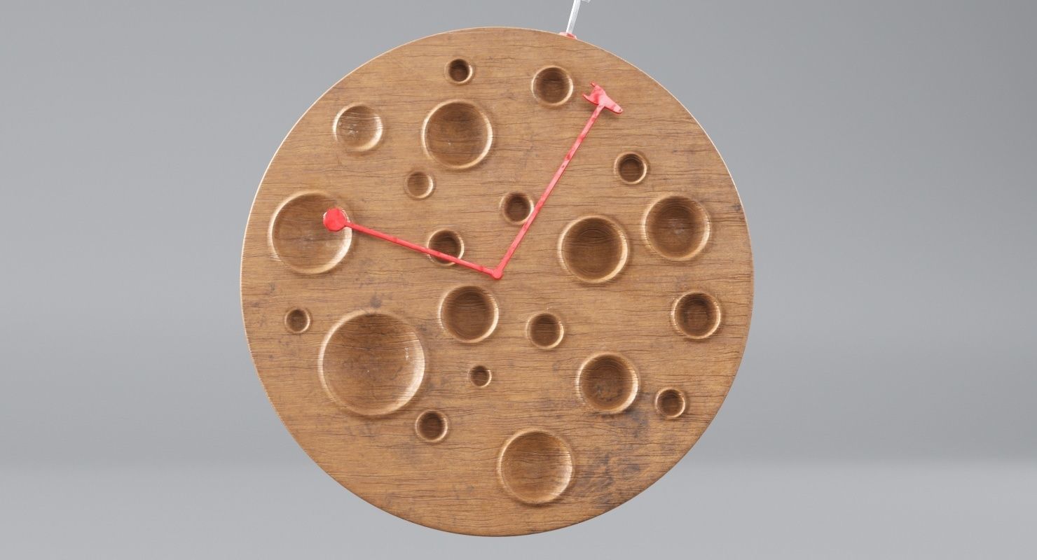 Modern Wooden Moon Watch 3D model_4