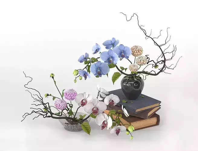 Orchid Flower Ikebana 3D model