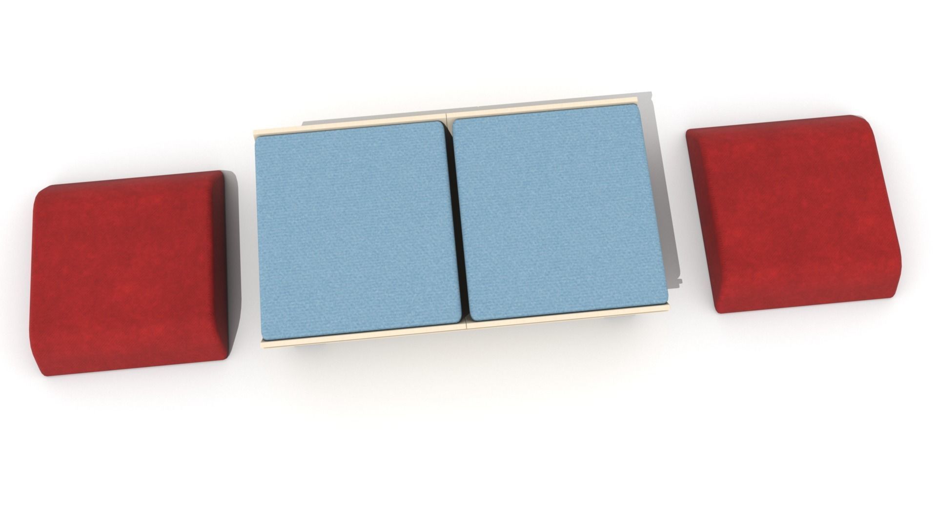 Hollow Wooden Coffee Table with Cushions  Low-poly 3D model_7