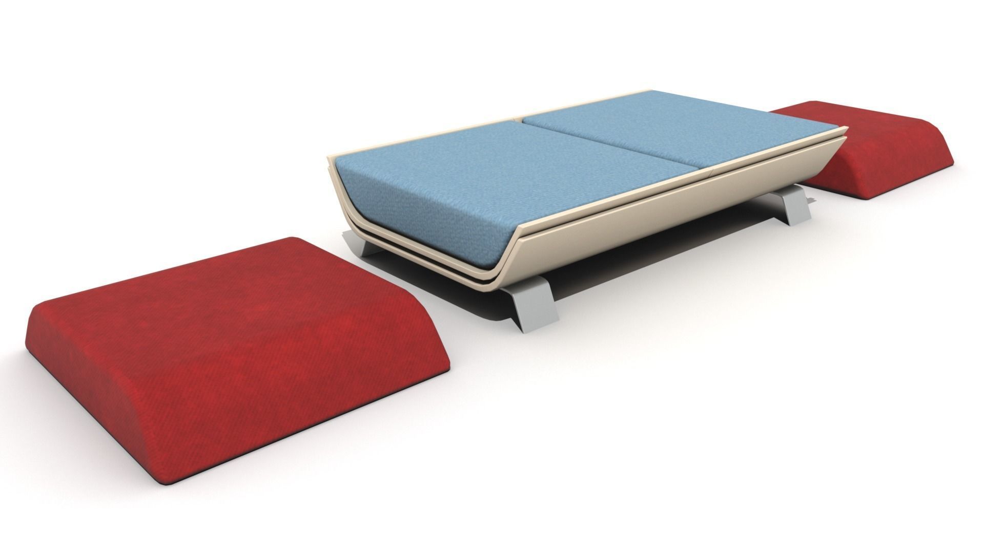 Hollow Wooden Coffee Table with Cushions  Low-poly 3D model_5