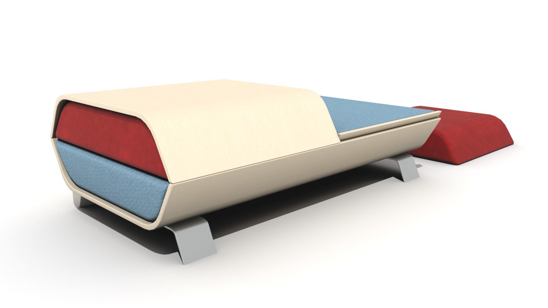 Hollow Wooden Coffee Table with Cushions  Low-poly 3D model_4