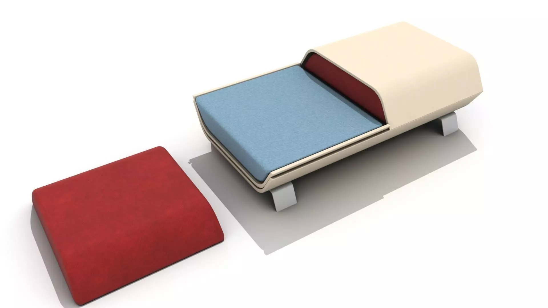 Hollow Wooden Coffee Table with Cushions  Low-poly 3D model_0