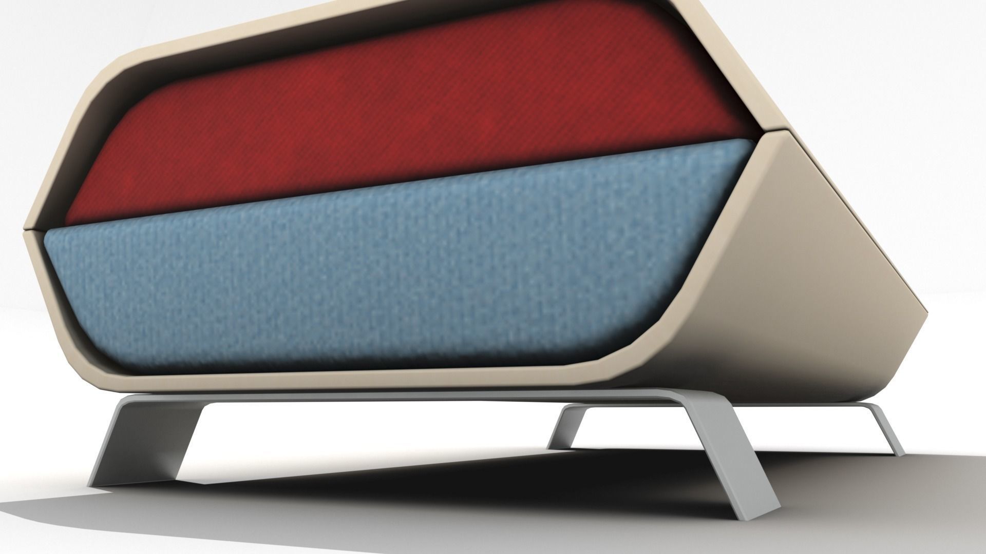 Hollow Wooden Coffee Table with Cushions  Low-poly 3D model_17