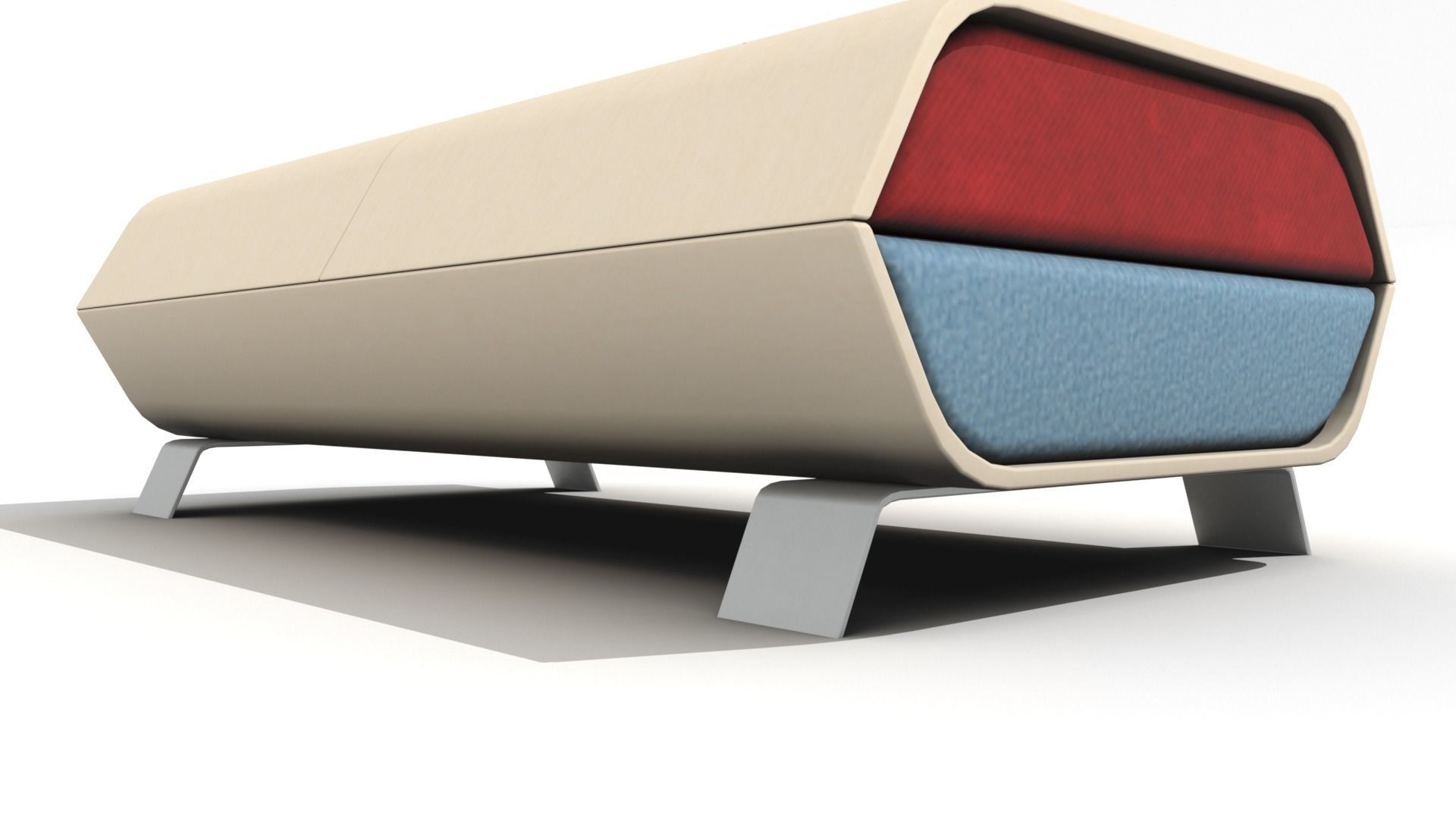 Hollow Wooden Coffee Table with Cushions  Low-poly 3D model_8